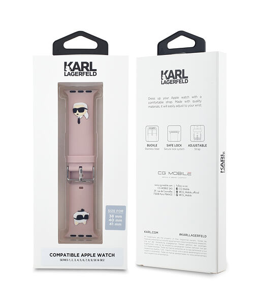 Karl Lagerfeld Karl and Choupette Head NFT Řemínek pro Apple Watch 38/40/41 Pink