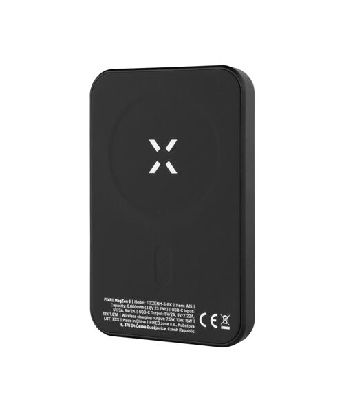 Powerbanka FIXED MagZen s bezdrátovým nabíjením a podporou Magsafe, 6 000 mAh, černá
