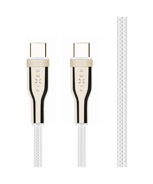Dlouhý nabíjecí a datový opletený kabel FIXED s konektory USB-C/USB-C a podporou PD, 2 m, USB 2.0, 1
