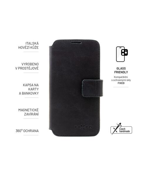 Kožené pouzdro typu kniha FIXED ProFit pro Apple iPhone 15 Plus, černé