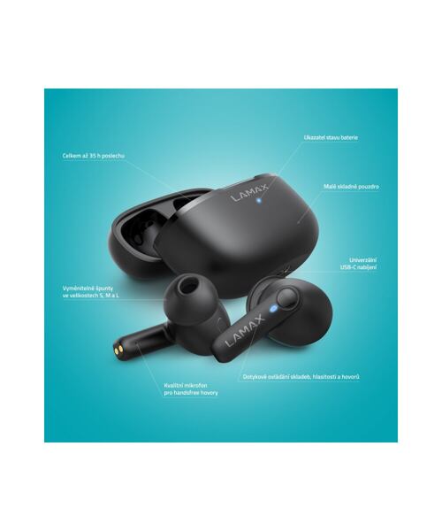 LAMAX Clips1 Play - špuntová sluchátka - černé
