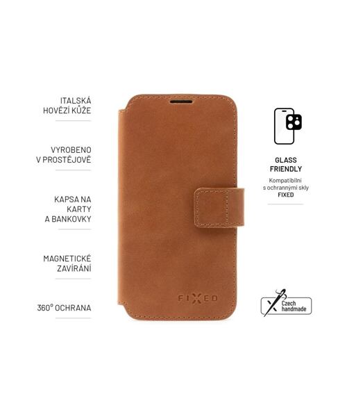 Kožené pouzdro typu kniha FIXED ProFit pro Samsung Galaxy A35 5G, hnědé