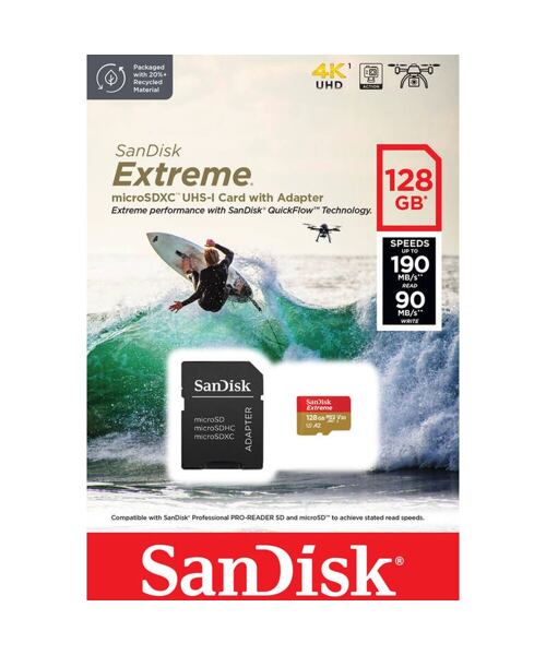 SanDisk Extreme/micro SDXC/128GB/UHS-I U3 / Class 10/+ Adaptér