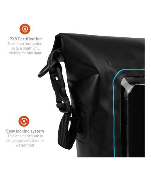 Voděodolný vak FIXED Float Bag s kapsou pro mobilní telefon 3L, černá