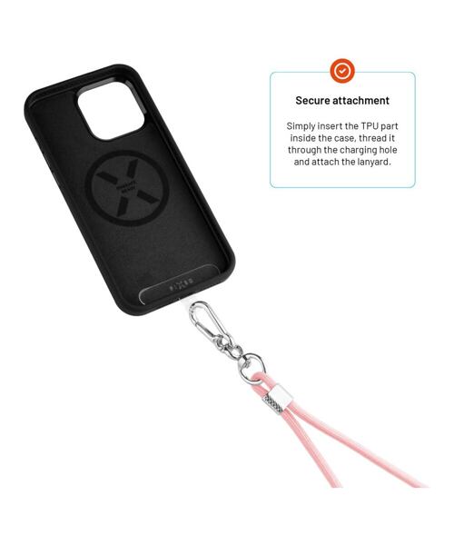 Univerzální šňůrka FIXED NeckUni pro telefony se zadním krytem, růžová