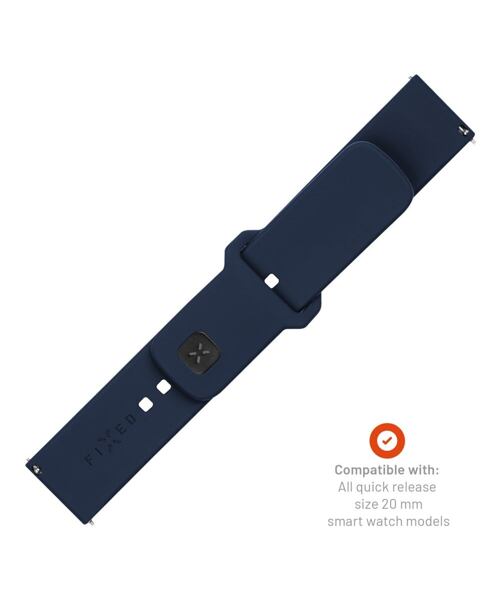 Set silikonových řemínků FIXED Silicone Sporty Strap s Quick Release 20mm pro smartwatch, modrý