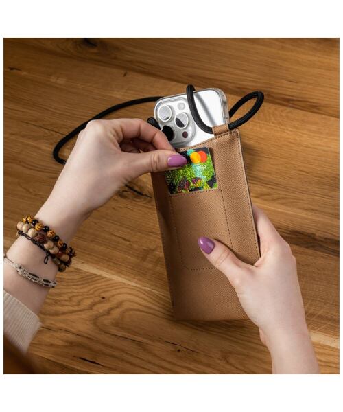 Taštička přes rameno s kapsou FIXED Verona s černou šňůrkou pro mobilní telefony do 7", krémová