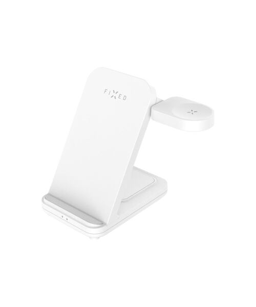Stojánek FIXED Powerstation pro Samsung s bezdrátovým nabíjením až pro 3 zařízení, 15W+5W+2.5W, bílý