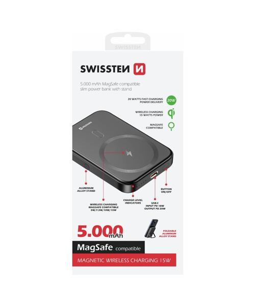 SWISSTEN POWER BANK PD 20W 5000 mAh (kompatibilní s MagSafe)
