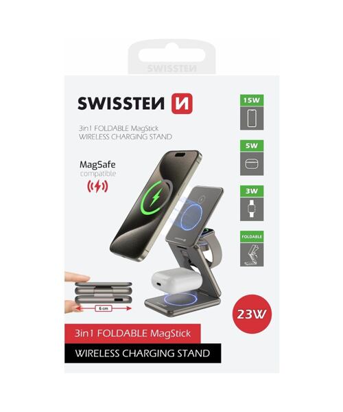 SWISSTEN BEZDRÁTOVÁ HLINÍKOVÁ NABÍJEČKA AL1 ŠEDÁ (kompatibilní s MagSafe)