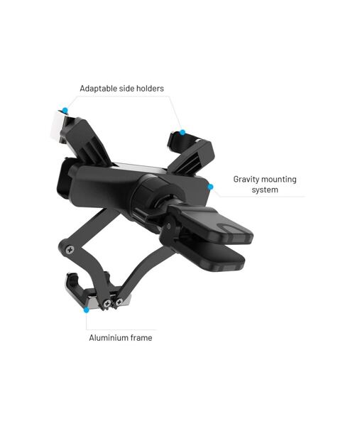Kompaktní univerzální držák FIXED Gravity (2nd. gen) s uchycením do mřížky ventilace, space gray