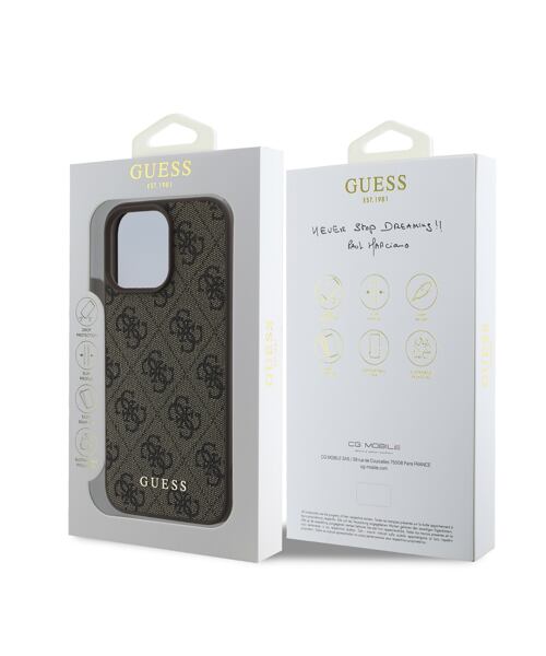 Guess 4G Charm Zadní Kryt pro iPhone 16 Pro Max Tone on Tone Brown