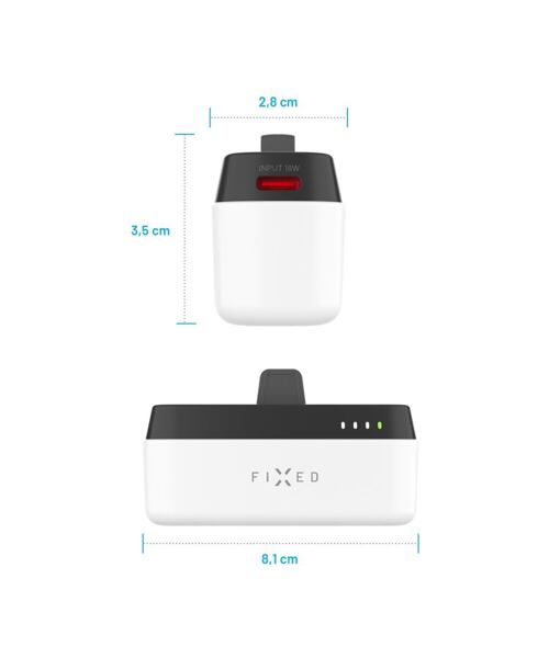 Powerbanka FIXED Zen 5 Plug-in s výstupem PD 20W, 5 000 mAh, bílá