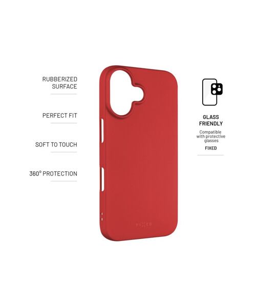 Zadní pogumovaný kryt FIXED Story pro Apple iPhone 16, červený