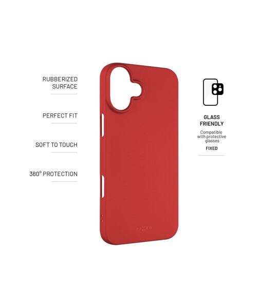 Zadní pogumovaný kryt FIXED Story pro Apple iPhone 16 Plus, červený
