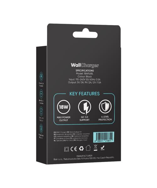 OBAL:ME Cestovní Nabíječka USB-A 18W Black