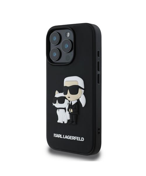 Karl Lagerfeld PU Saffiano Karl and Choupette Zadní Kryt pro iPhone 16 Pro Max Black