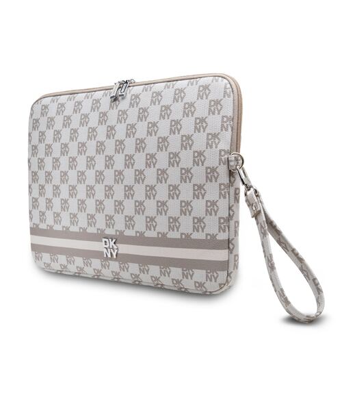 DKNY PU Leather Checkered Pattern and Stripe Obal na Notebook 13/14" Beige