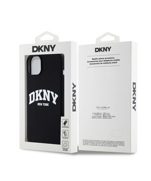 DKNY Liquid Silicone Arch Logo MagSafe Zadní Kryt pro iPhone 15 Plus Black