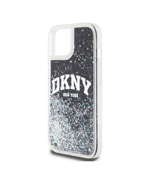 DKNY Liquid Glitter Arch Logo Zadní Kryt pro iPhone 15 Black