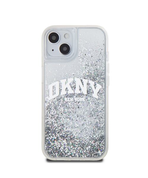DKNY Liquid Glitter Arch Logo Zadní Kryt pro iPhone 15 Transparent