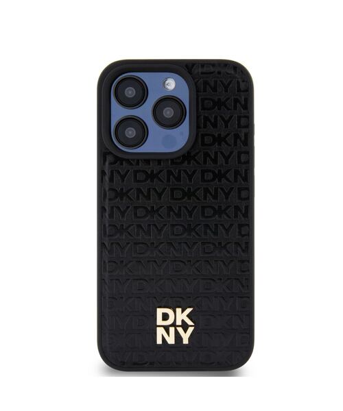 DKNY PU Leather Repeat Pattern Stack Logo Magsafe Zadní Kryt pro iPhone 14 Pro Max Black