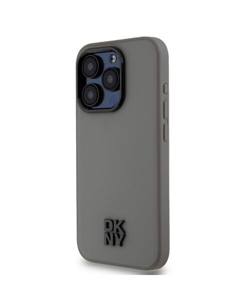 DKNY PU Leather Stack Logo Magsafe Zadní Kryt pro iPhone 15 Pro Max Grey