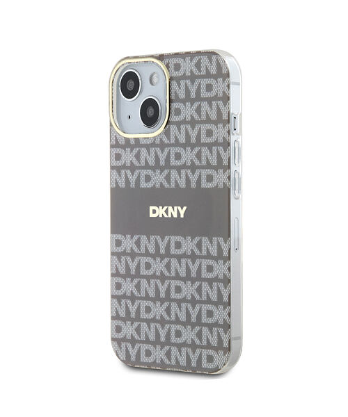 DKNY PC/TPU Repeat Pattern Tonal Stripe Magsafe Zadní Kryt pro iPhone 14 Beige