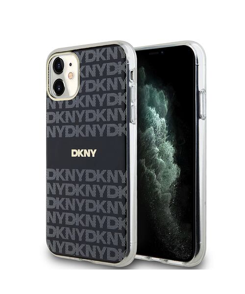 DKNY PC/TPU Repeat Pattern Tonal Stripe Magsafe Zadní Kryt pro iPhone 11 Black