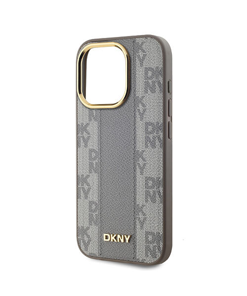 DKNY PU Leather Checkered Pattern Magsafe Zadní Kryt pro iPhone 15 Pro Max Beige