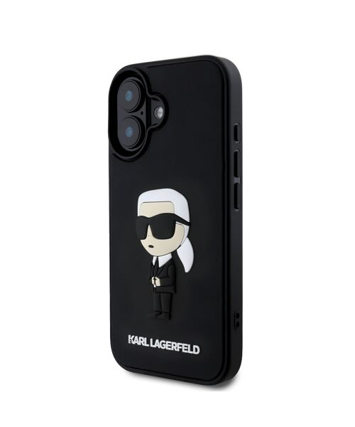 Karl Lagerfeld 3D Rubber Ikonik Zadní Kryt pro iPhone 16 Black