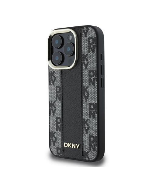 DKNY PU Leather Checkered Pattern Magsafe Zadní Kryt pro iPhone 16 Pro Black