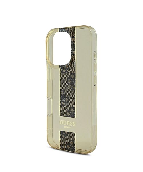 Guess IML Middle 4G Stripe Zadní Kryt pro iPhone 16 Pro Brown