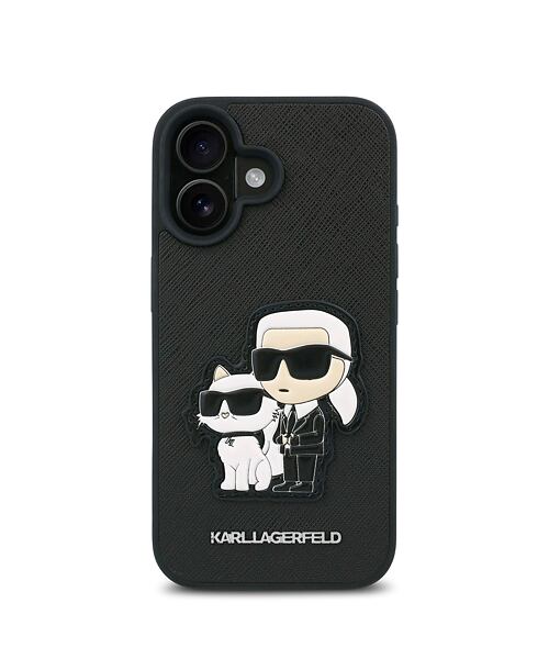 Karl Lagerfeld PU Saffiano Karl and Choupette Zadní Kryt pro iPhone 16 Plus Black