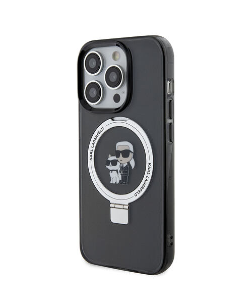 Karl Lagerfeld Ringstand Karl and Choupette MagSafe Zadní Kryt pro iPhone 16 Pro Max Black