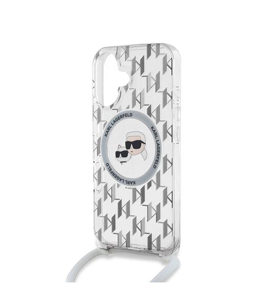 Karl Lagerfeld IML Monogram Crossbody K&CH Heads MagSafe Zadní Kryt pro iPhone 16 Transparent