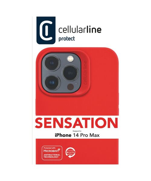 Ochranný silikonový kryt Cellularline Sensation pro Apple iPhone 14 PRO MAX, červený