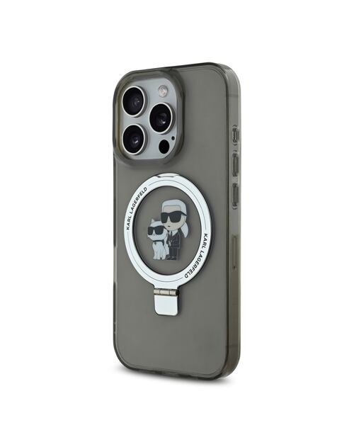 Karl Lagerfeld Ringstand Karl and Choupette MagSafe Zadní Kryt pro iPhone 16 Pro Max Black