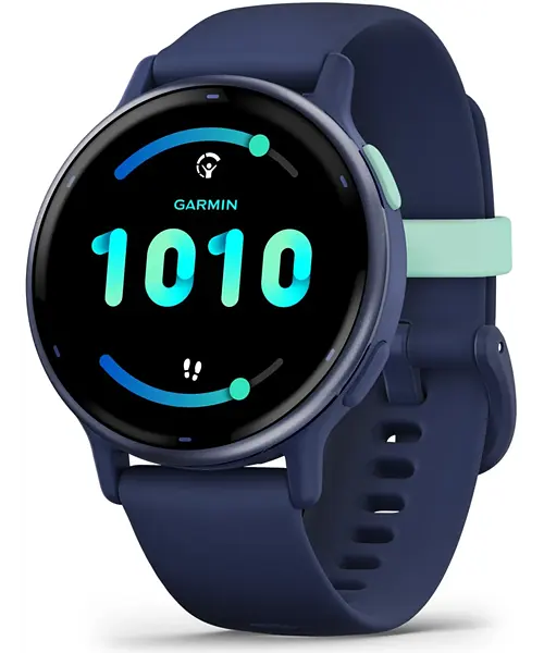 Garmin Vivoactive 5 Metallic Navy Aluminum Bezel with Navy Case and Silicone Band