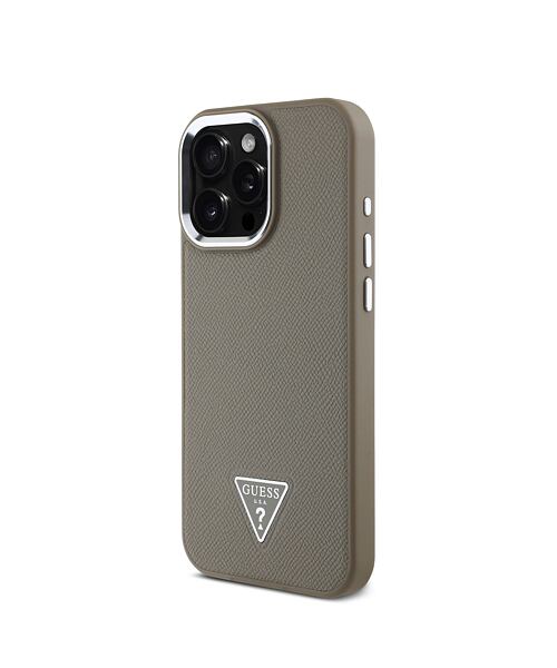 Guess PU Grained Triangle Logo MagSafe Zadní Kryt pro iPhone 16 Pro Max Brown