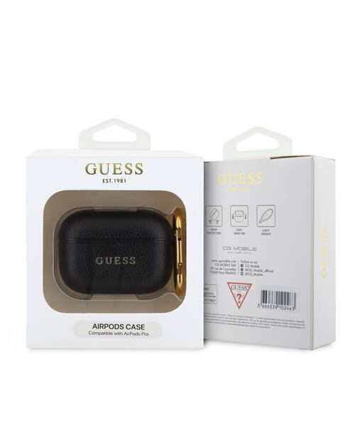 Guess PU Grained Classic Logo Pouzdro pro AirPods Pro Black