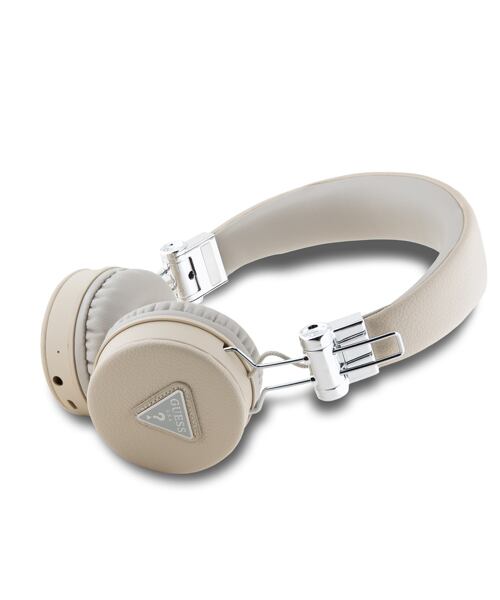 Guess PU Grained Triangle Logo ENC Bezdrátová Sluchátka Beige