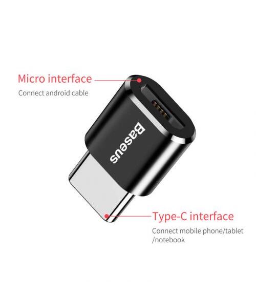 Baseus adaptér z microUSB na USB-C černý