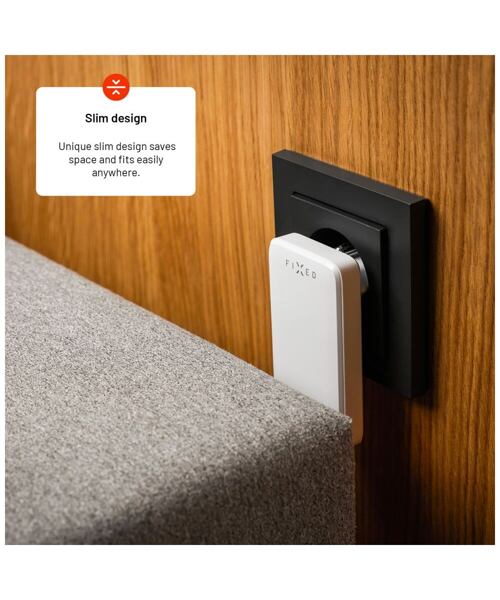 Síťová GaN nabíječka FIXED Slim s 2x USB-C výstupem a podporou PD, 45W, bílá