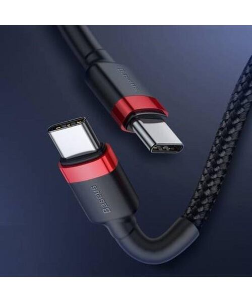 Baseus datový kabel Cafule USB-C PD2.0 1m 60W (20V 3A) černo-červený