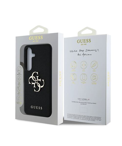 Guess PU Grained 4G Metal Logo Zadní Kryt pro Samsung Galaxy S25 Black