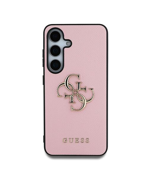 Guess PU Grained 4G Metal Logo Zadní Kryt pro Samsung Galaxy S25 Pink