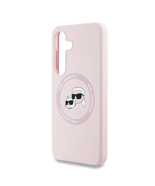 Karl Lagerfeld Liquid Silicone K&CH Heads MagSafe Zadní Kryt pro Samsung Galaxy S25+ Pink