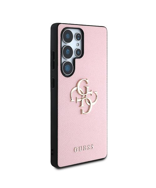 Guess PU Grained 4G Metal Logo Zadní Kryt pro Samsung Galaxy S25 Ultra Pink