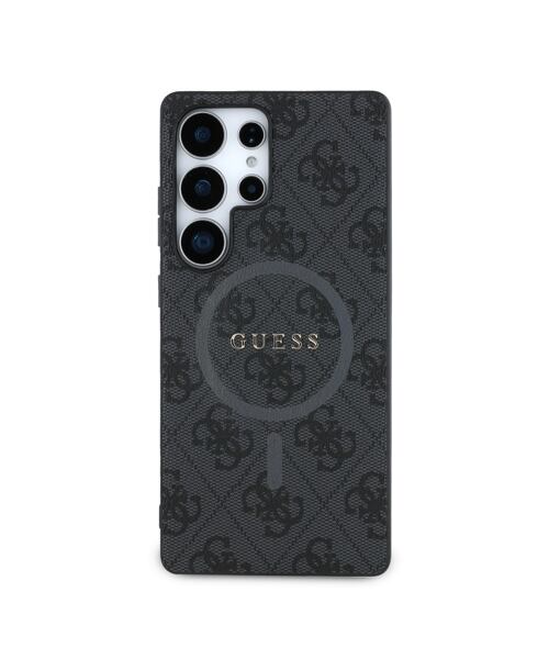 Guess PU Leather 4G Colored Ring MagSafe Zadní Kryt pro Samsung Galaxy S25 Ultra Black